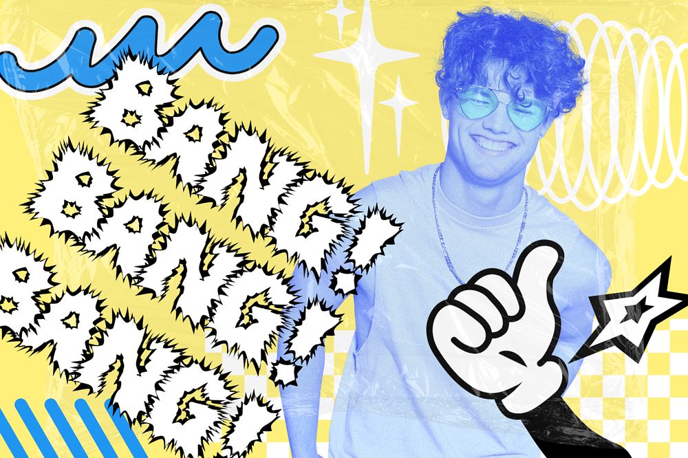 Summer vibe man, funky collage art, editable design