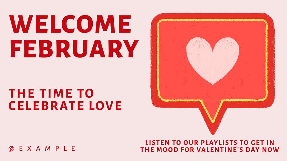 Welcome February  blog banner template, editable text