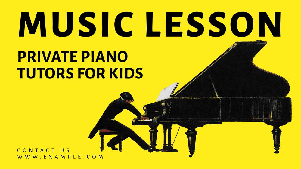 Music lesson blog banner template, editable text