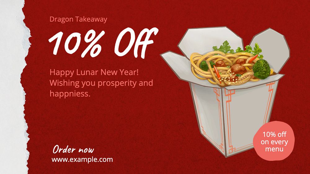 Restaurant promotion  blog banner template, editable text