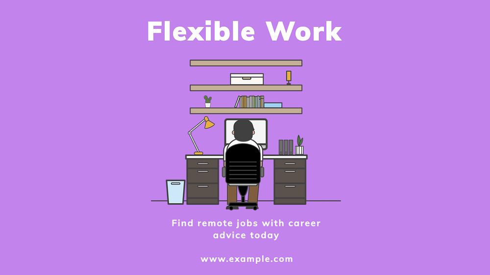 Flexible work  blog banner template, editable text