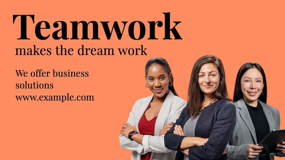 Teamwork  blog banner template, editable text
