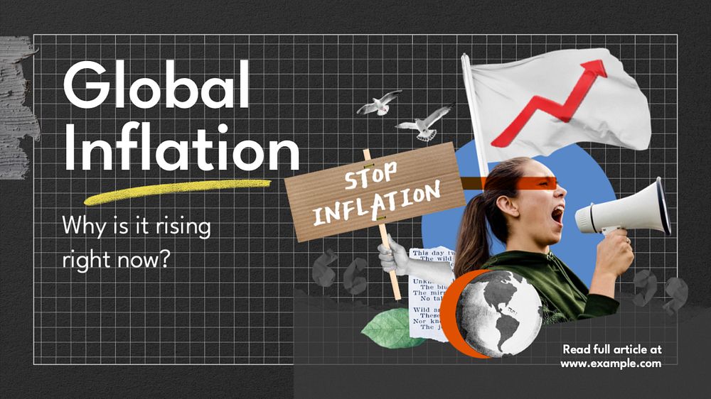 Global inflation blog banner template, editable text