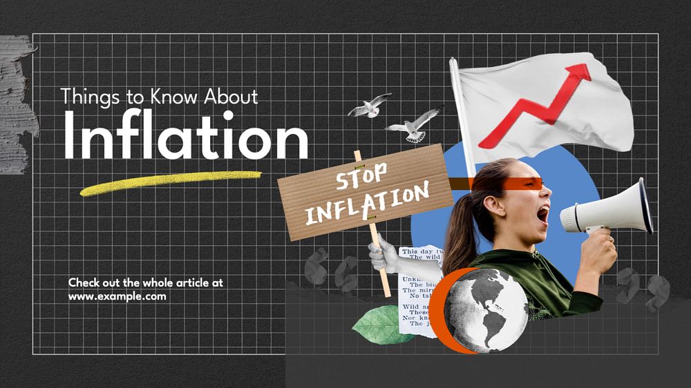 Inflation news blog banner template, editable text