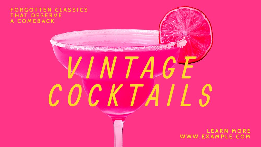 Vintage cocktails blog banner template, editable text