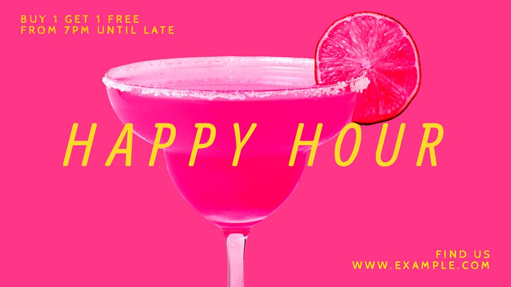 Happy hour blog banner template, editable text