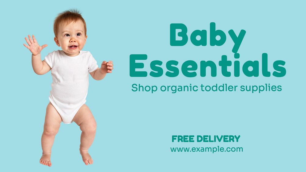 Baby essentials blog banner template, editable text