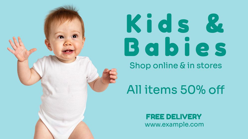 Baby essentials blog banner template, editable text