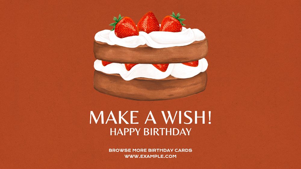 Birthday card wish  blog banner template, editable text