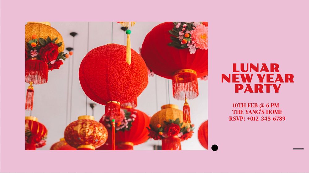 Lunar new year  blog banner template, editable text