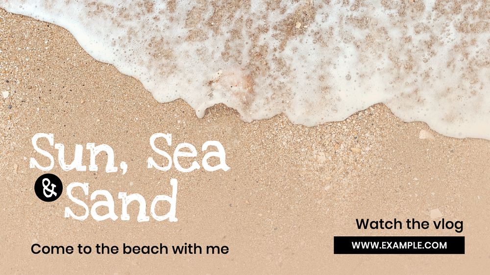 Beach vlog blog banner template, editable text