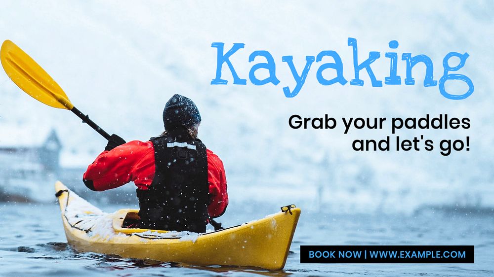 Kayaking blog banner template, editable text