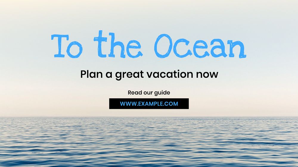 Ocean vacation blog banner template, editable text