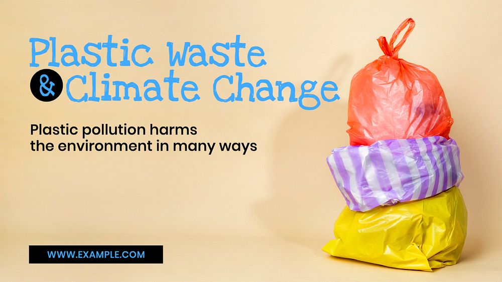 Plastic waste blog banner template, editable text