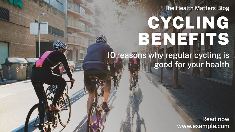 Cycling benefits  blog banner template, editable text