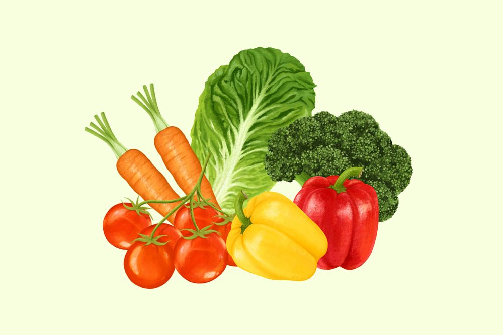 Editable vegetable digital paint remix design