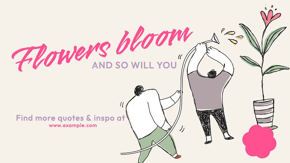 Flowers bloom blog banner template, editable text