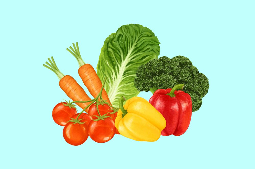 Editable vegetable digital paint remix design