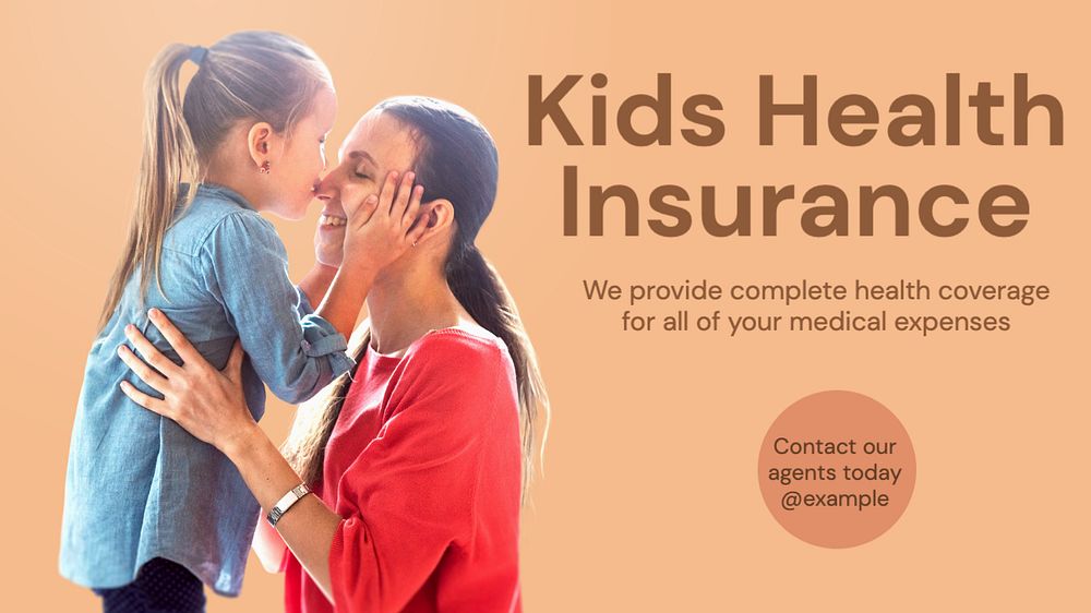 Kids insurance blog banner template, editable text