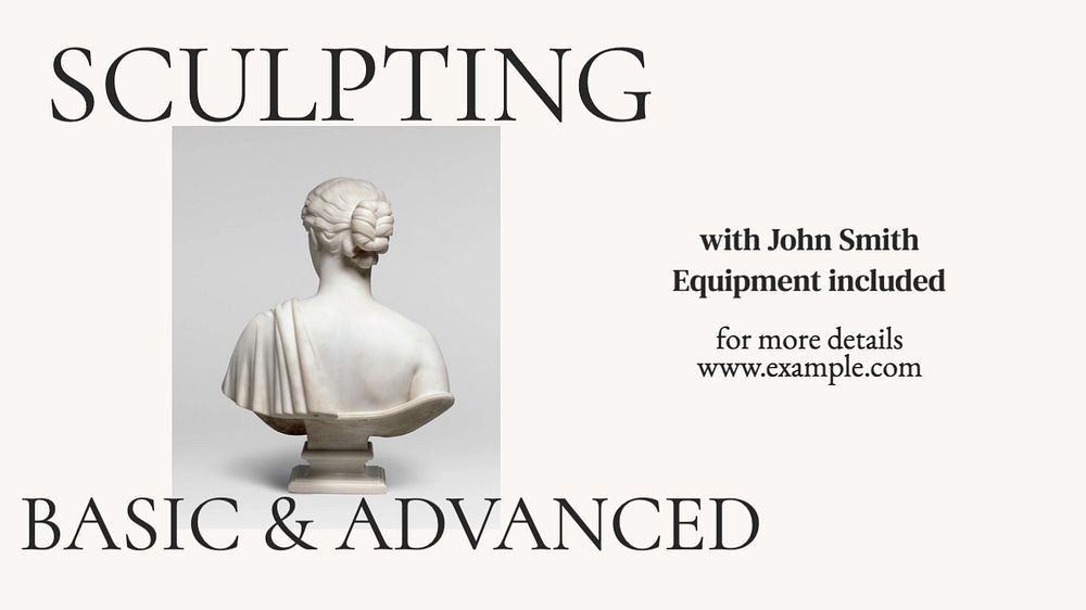 Sculpting class blog banner template, editable text