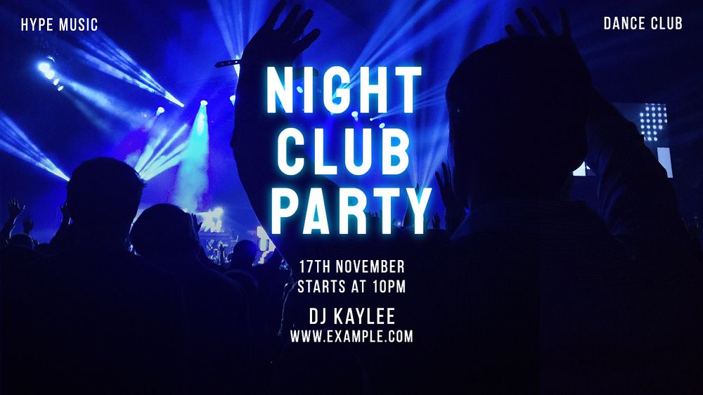 Night club party  blog banner template, editable text