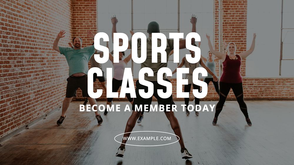 Sports classes  blog banner template, editable text