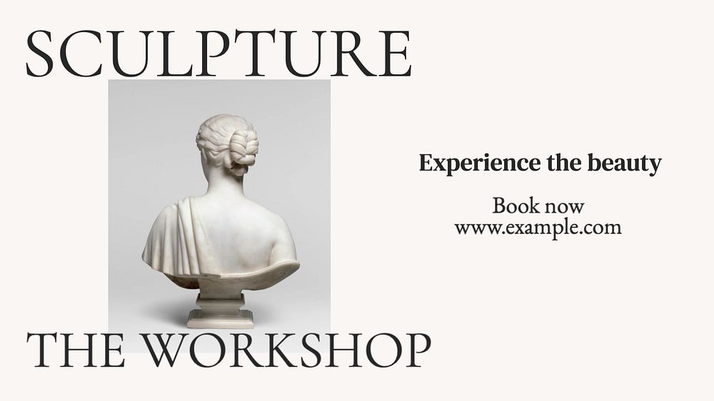 Sculpture workshop blog banner template, editable text