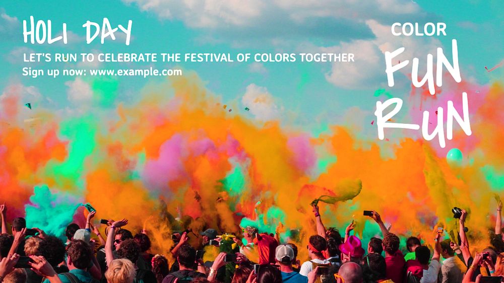 Holi day run blog banner template, editable text