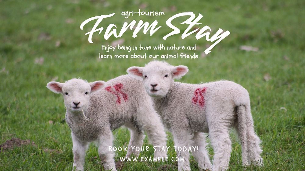 Farm stay  blog banner template, editable text