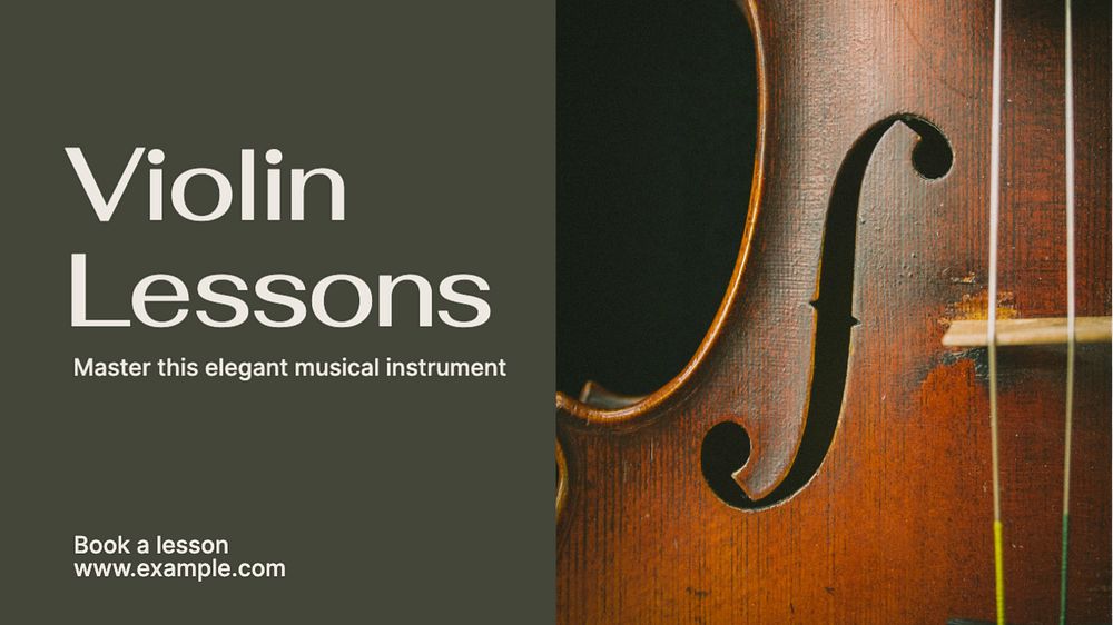 Violin lessons  blog banner template, editable text