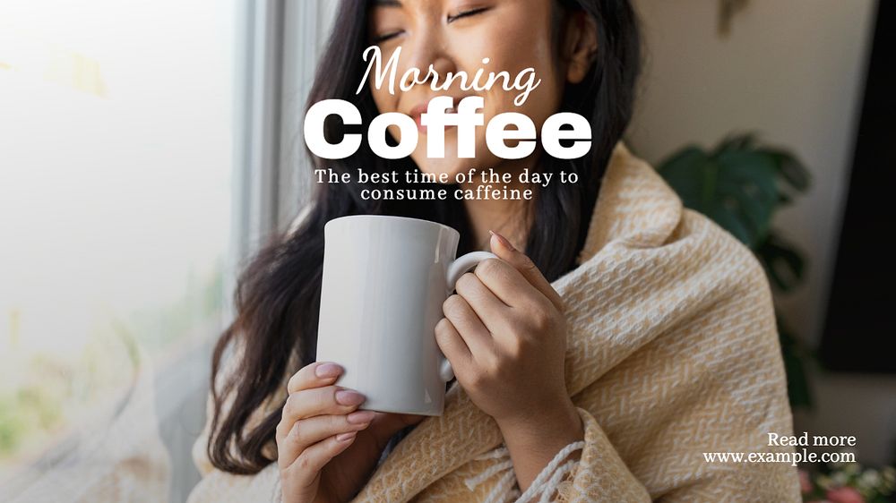 Morning coffee  blog banner template, editable text