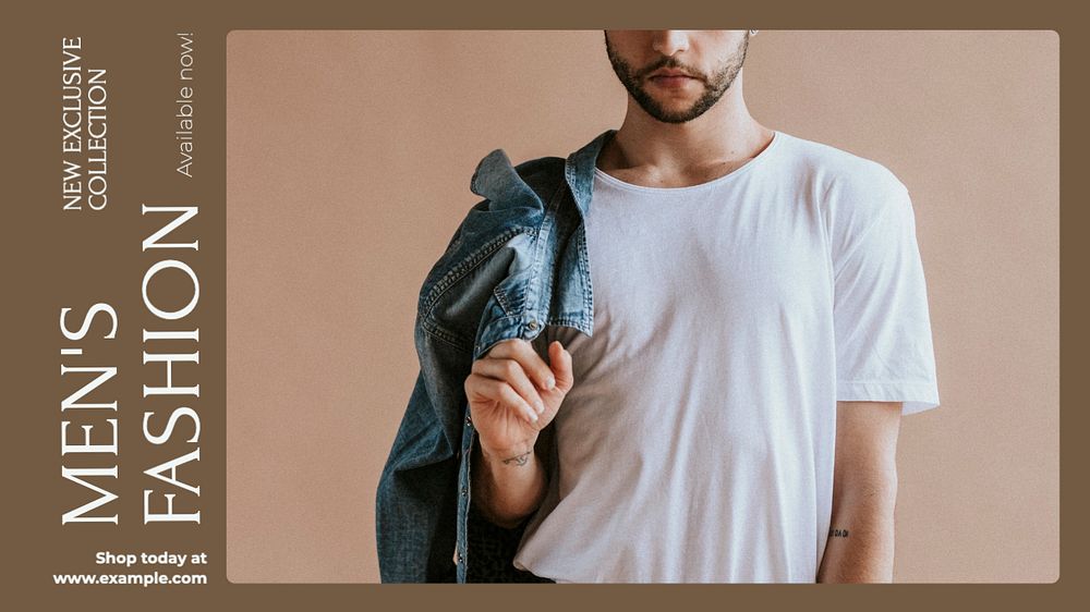Men's fashion  blog banner template, editable text