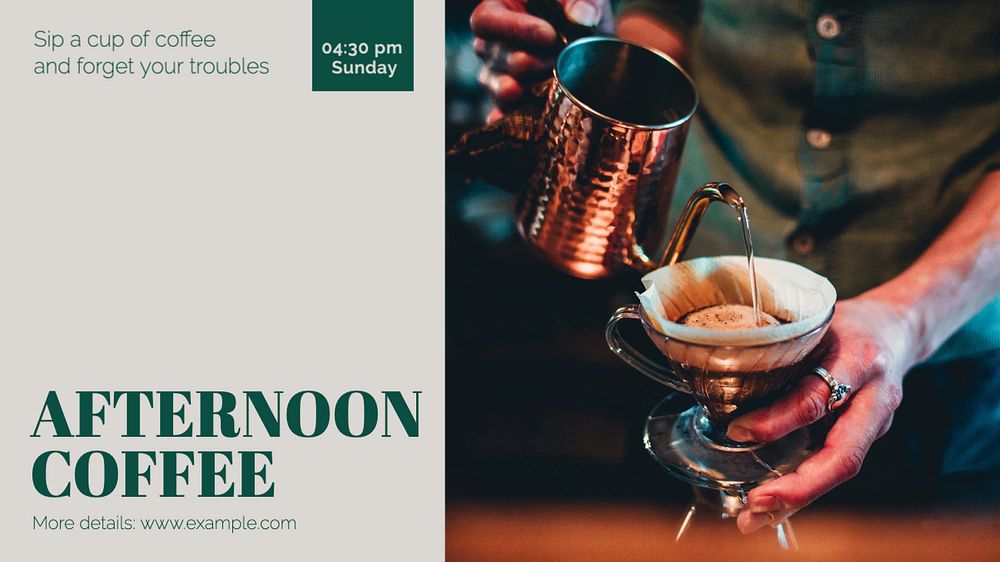 Afternoon coffee  blog banner template, editable text