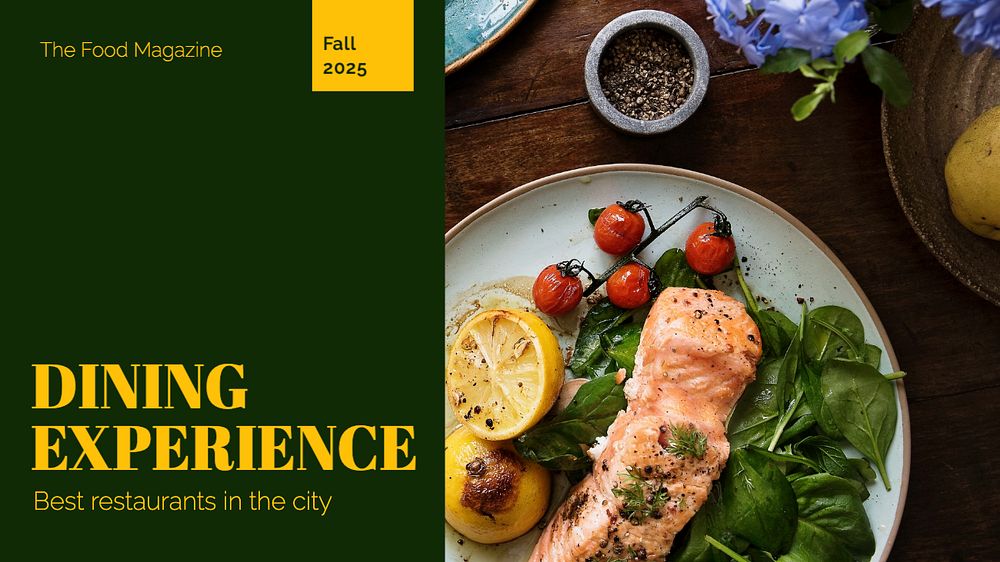 Dining experience  blog banner template, editable text
