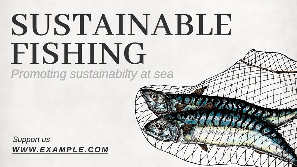 Sustainable fishing  blog banner template, editable text