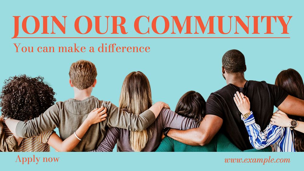 Join our community  blog banner template, editable text