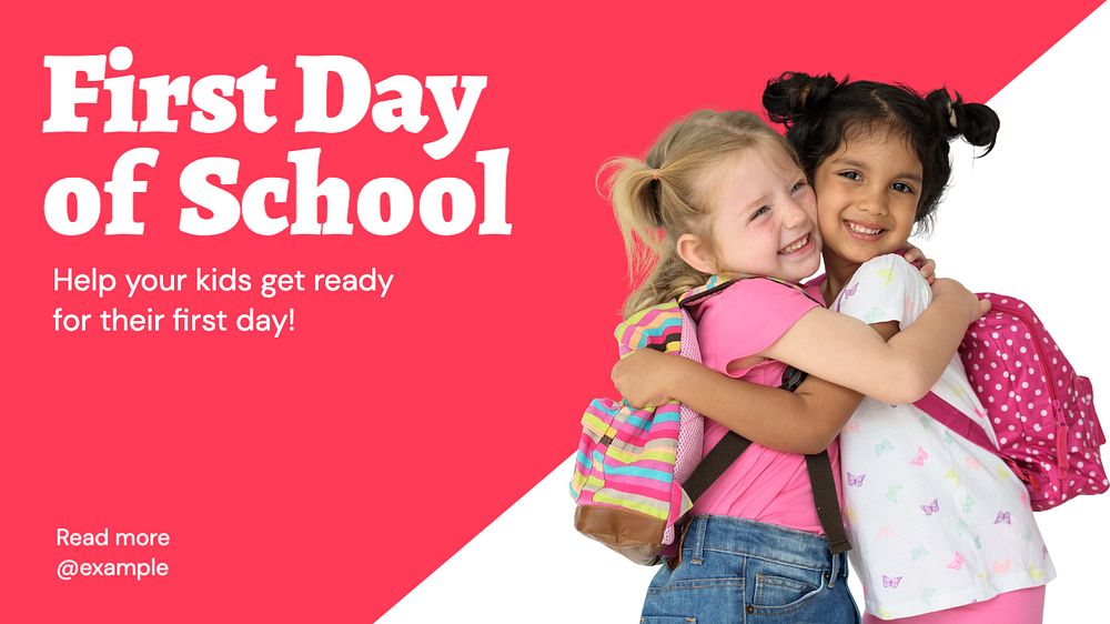 First school day  blog banner template, editable text