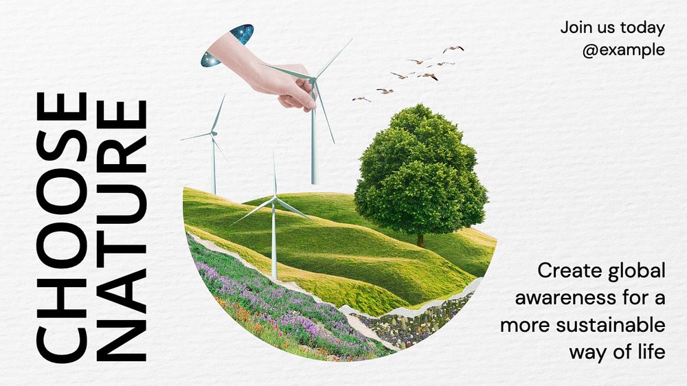 Sustainable living  blog banner template, editable text