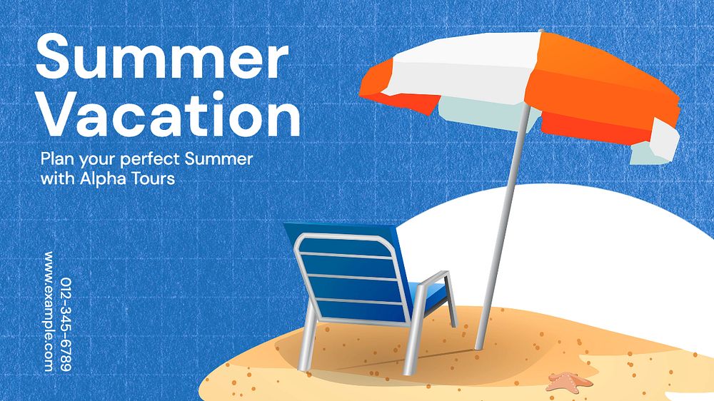 Summer vacation  blog banner template, editable text