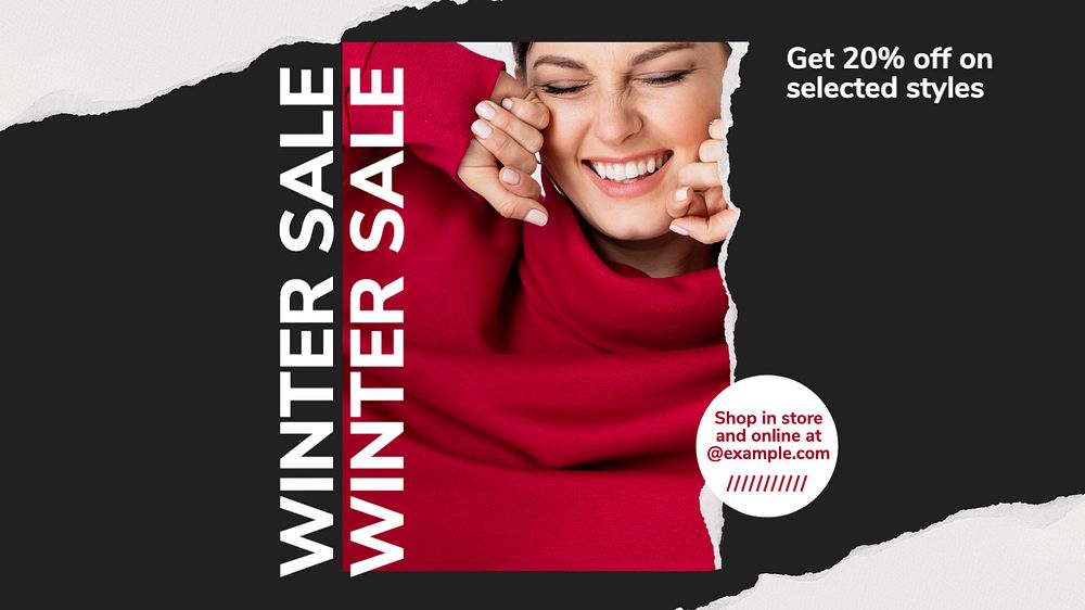 Winter sale  blog banner template, editable text