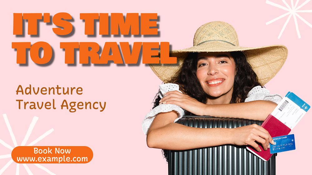 Travel agency  blog banner template, editable text