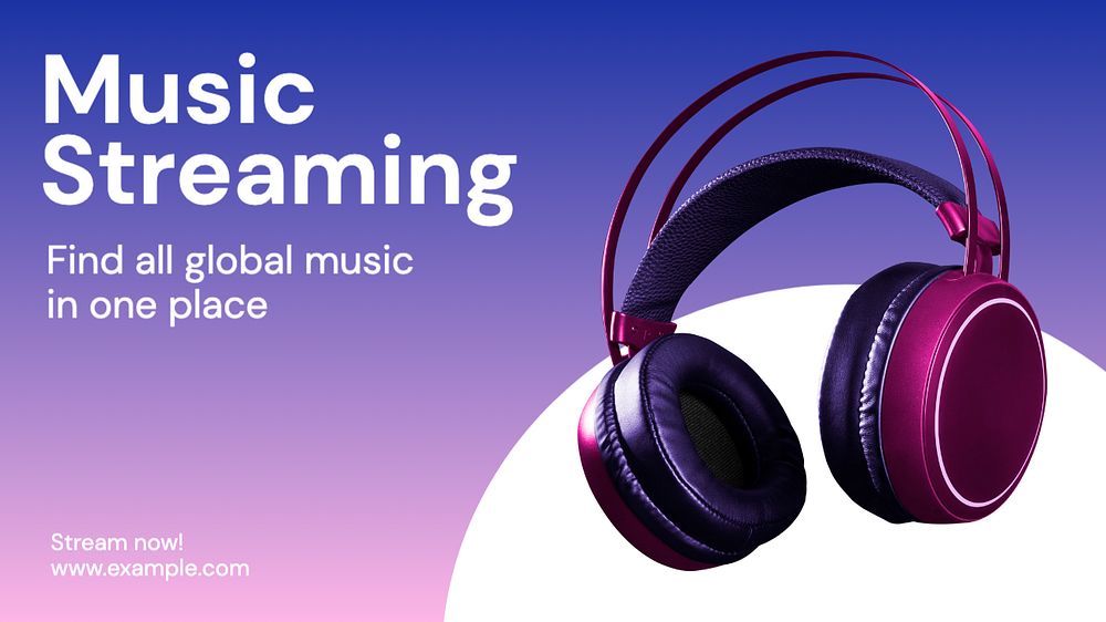 Music streaming  blog banner template, editable text