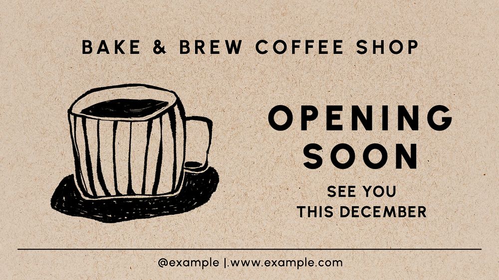 Opening soon blog banner template, editable text