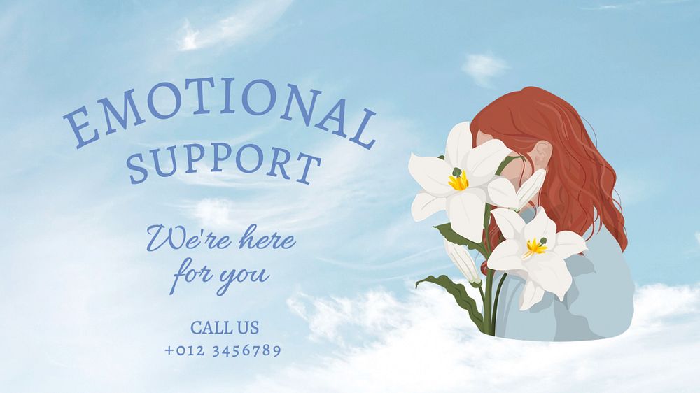 Emotional support  blog banner template, editable text