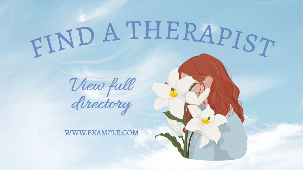 Find a therapist  blog banner template, editable text