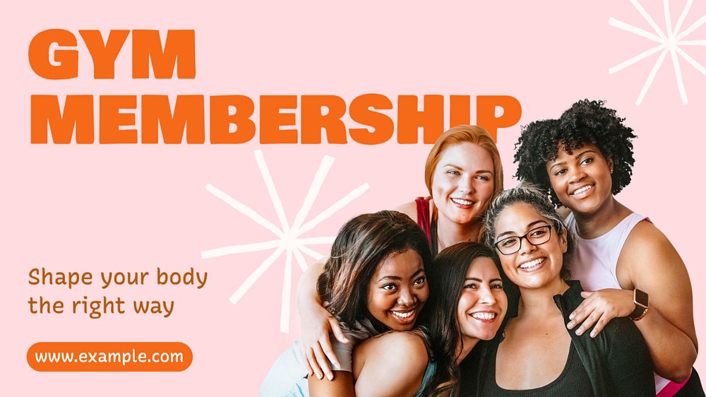 Gym membership  blog banner template, editable text