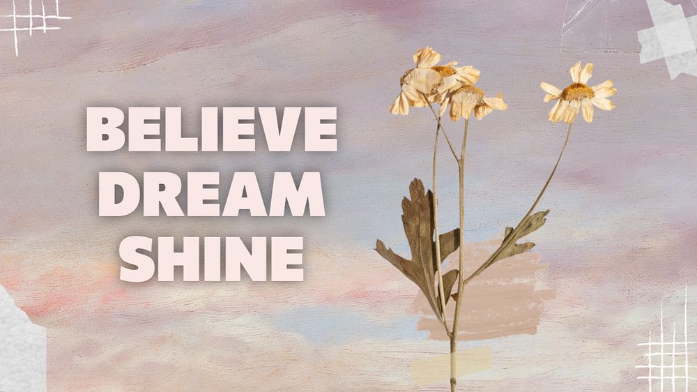 Believe dream shine  blog banner template, editable text