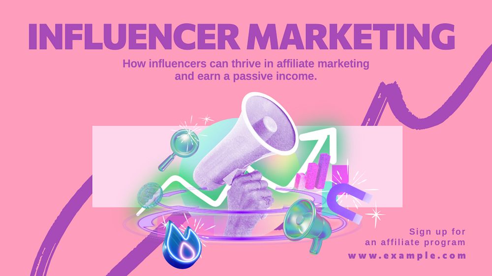 Influencer marketing blog banner template, editable text