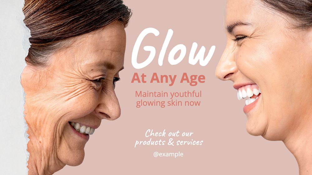 Aging skin treatment blog banner template, editable text