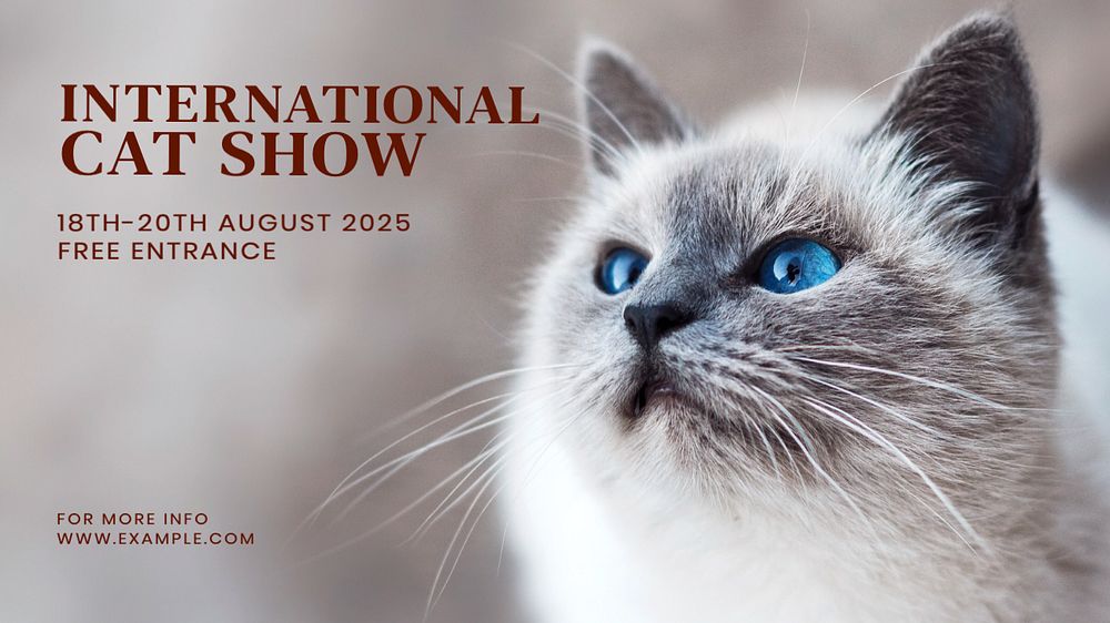 International cat show blog banner template, editable text